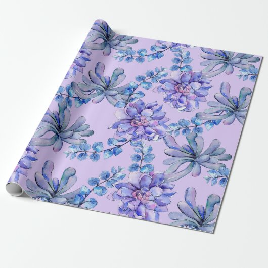 水彩多肉植物 ラッピングペーパー (アンロールド)