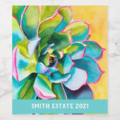 水彩多肉植物 ワインラベル (シングルラベル)