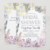 水彩多肉植物 | 婚前披露パーティー 招待状 (正面/裏面)