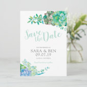 水彩多肉植物 Save the Date 招待状 (スタンド正面)