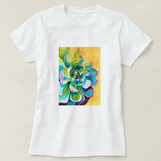 水彩多肉植物 Tシャツ (デザイン正面)
