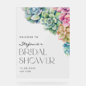 水彩多肉汁夏ブライダルシャワーへようこそ アクリルサイン (正面)