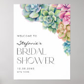 水彩多肉汁夏ブライダルシャワーへようこそ ポスター (正面)