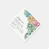 水彩多肉汁夏ブライダルシャワー スタンダードカクテルナプキン (角)