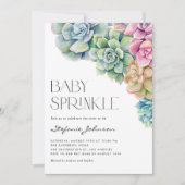 水彩多肉汁夏ベビー散水 招待状 (正面)