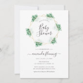 水彩多肉汁幾何ベビーシャワー 招待状 (正面)