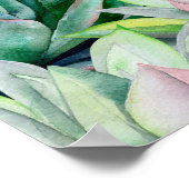 水彩多肉汁性シームレスパターン、エクヘベリア ポスター (角)