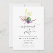 水彩多肉汁性ワインテイスティング婚約パーティ 招待状 (正面)