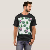 水彩多肉汁継目無しパターンデザイン Tシャツ (正面フル)