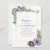 水彩多肉症の幾何学洗礼 招待状 (正面)