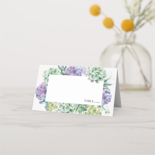 水彩多肉質の名前座席表 プレイスカード (正面)