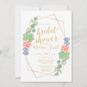 水彩多肉質テラリウムブライダルシャワー 招待状 (正面)