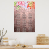 水彩多肉質ピーチブラウン結婚の座席 ポスター (キッチン)