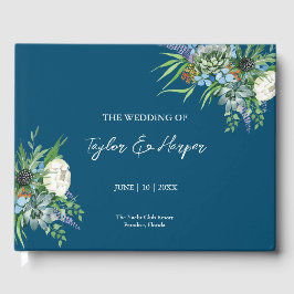 水彩多肉質フローラブーケボホ結婚ズ ゲストブック