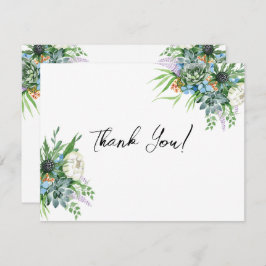 水彩多肉質フローラブーケボホ結婚ズ サンキューカード