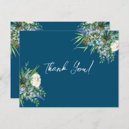 水彩多肉質フローラブーケボホ結婚ズ サンキューカード
