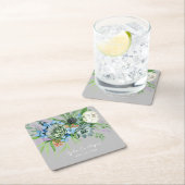 水彩多肉質フローラブーケボホ結婚ズ スクエアペーパーコースター (インサイチュ)