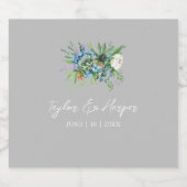 水彩多肉質フローラブーケボホ結婚ズ スパークリングワインラベル (シングルラベル)