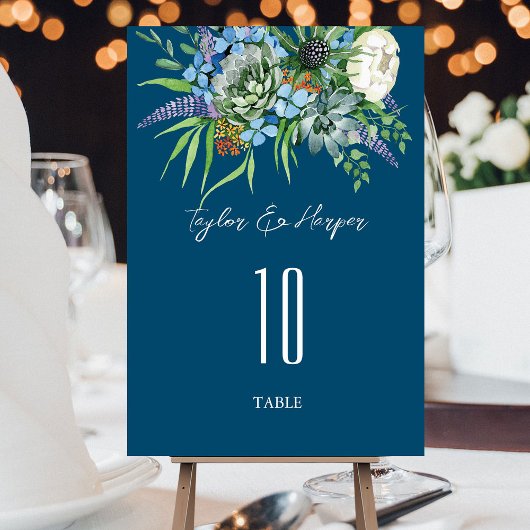 水彩多肉質フローラブーケボホ結婚ズ テーブルナンバー