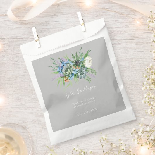 水彩多肉質フローラブーケボホ結婚ズ フェイバーバッグ (クリップ留めされた状態)