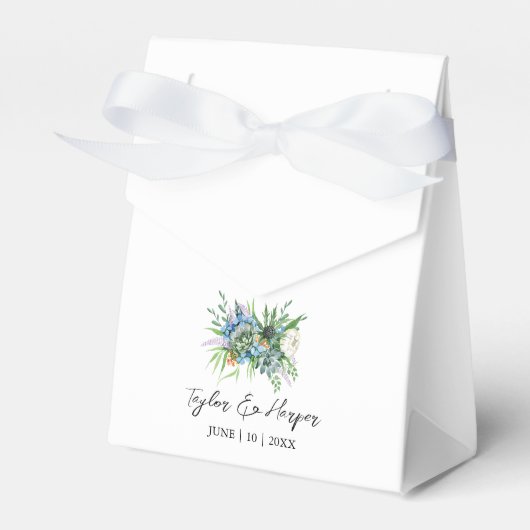 水彩多肉質フローラブーケボホ結婚ズ フェイバーボックス (正面サイド)