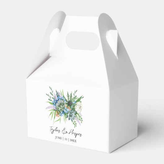 水彩多肉質フローラブーケボホ結婚ズ フェイバーボックス (正面サイド)