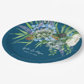 水彩多肉質フローラブーケボホ結婚ズ ペーパープレート (アングル)