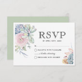 水彩多肉質フローラヴィンテージウェディングRSVP 出欠カード (正面/裏面)