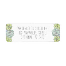 水彩多肉質ボホシック差出人住所 ラベル