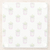 水彩多肉質水玉模様パターン ガラスコースター (裏面)