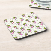 水彩多肉質水玉模様パターン コースター (左側)