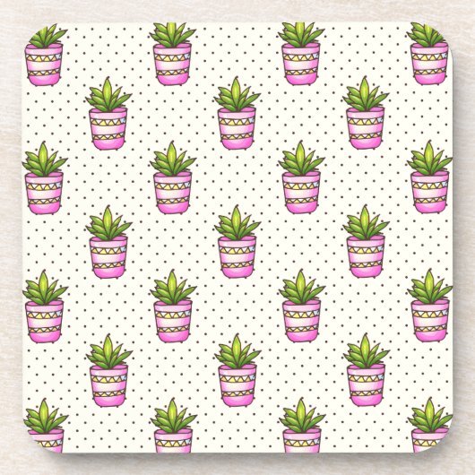 水彩多肉質水玉模様パターン コースター (正面)