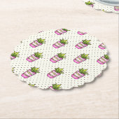 水彩多肉質水玉模様パターン ペーパーコースター (アングル)