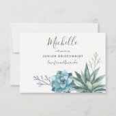 水彩多肉類は私のジュニアの花嫁である 招待状 (正面)