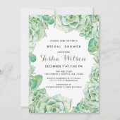 水彩多肉類ブライダルシャワー招待状 招待状 (正面)