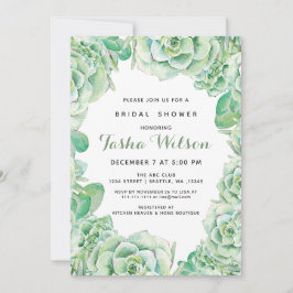 水彩多肉類ブライダルシャワー招待状 招待状