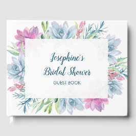 水彩多肉類ブライダルシャワー ゲストブック