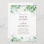水彩多肉類ブライダルシャワー。フローラ 招待状 (正面/裏面)