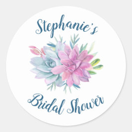 水彩多肉類ブライダルシャワー ラウンドシール