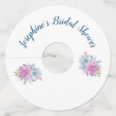 水彩多肉類ブライダルシャワー ワイングラスタグ (正面)