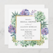 水彩多肉類ブライダルシャワー 招待状 (正面/裏面)