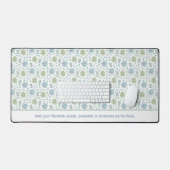 水彩多肉類ブルー&グリーンカスタム文字 デスクマット (キーボード&マウス)