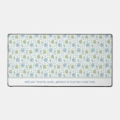 水彩多肉類ブルー&グリーンカスタム文字 デスクマット (正面)