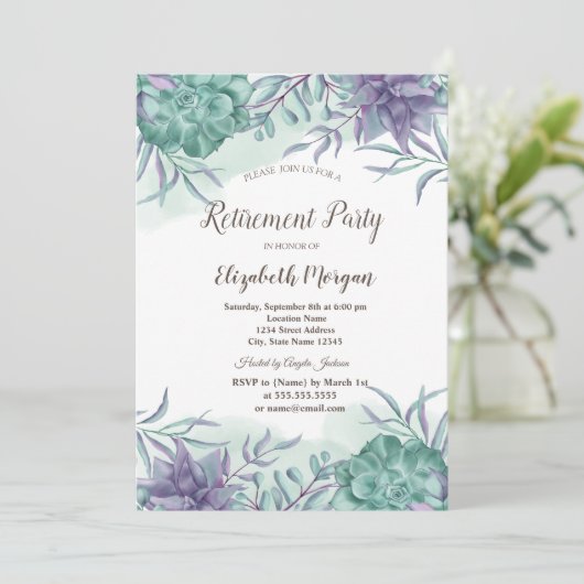 水彩多肉類砂漠リタイア 招待状 (スタンド正面)