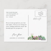 水彩多肉類結婚の写真ありがとう ポストカード (裏面)