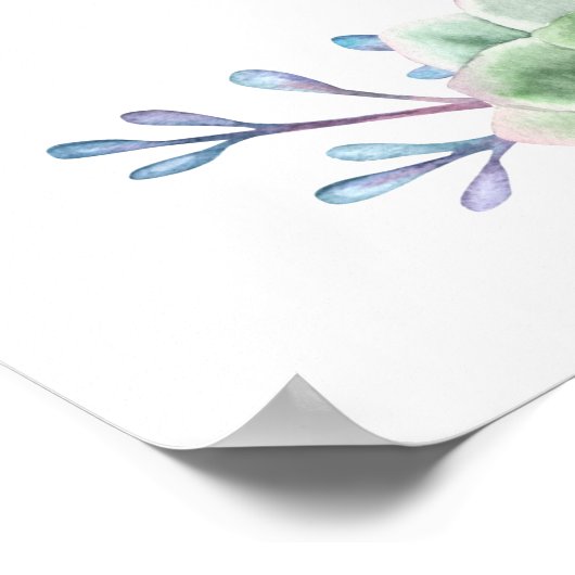 水彩多肉類結婚の施術 ポスター (角)