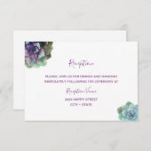 水彩多肉類結婚式招待状披露宴 出欠カード (正面/裏面)