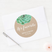 水彩多肉類 |お気に入りお気に入りのラベル ラウンドシール (封筒)