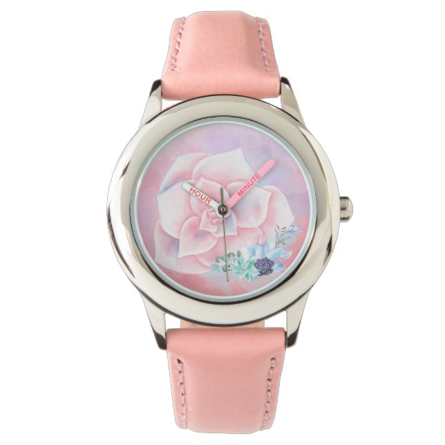 水彩多肉類 腕時計 (正面)