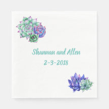 水彩多肉食ランチナプキン